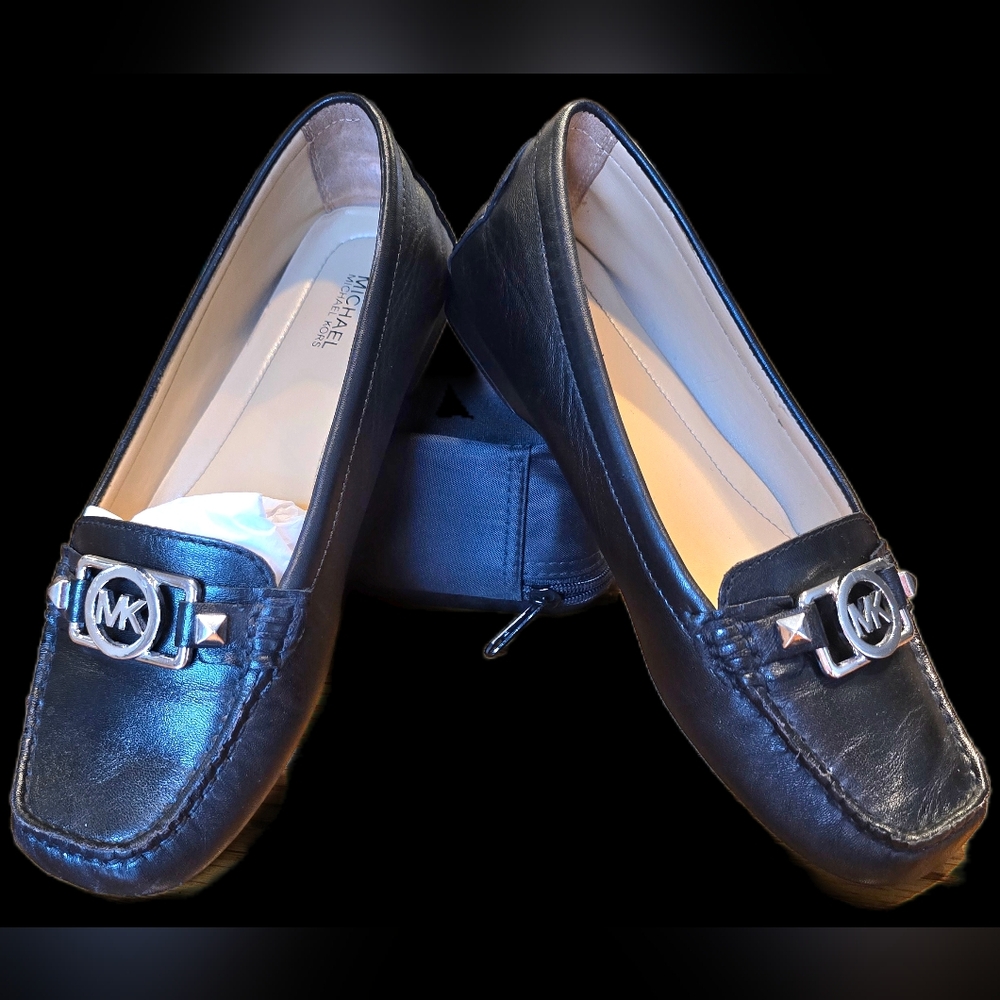 Michael Kors Black Leather Loafers for Women